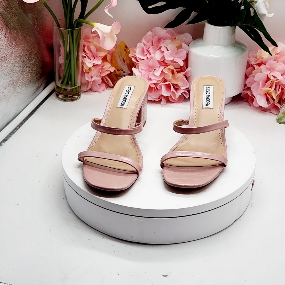 Steve Madden Issy Block Heel Slide Sandal Pink Sz 9.5M - Picture 14 of 16